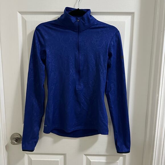 Nike Pro Dri-Fit Quarter Zip Purple Blue Snakeskin Print Long Sleeve Top Small - Picture 1 of 11